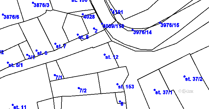 Parcela st. 12 v KÚ Kudlovice, Katastrální mapa