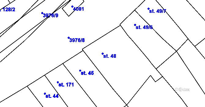 Parcela st. 48 v KÚ Kudlovice, Katastrální mapa