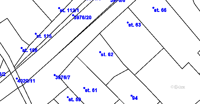 Parcela st. 62 v KÚ Kudlovice, Katastrální mapa