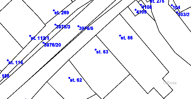 Parcela st. 63 v KÚ Kudlovice, Katastrální mapa