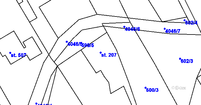 Parcela st. 207 v KÚ Kudlovice, Katastrální mapa