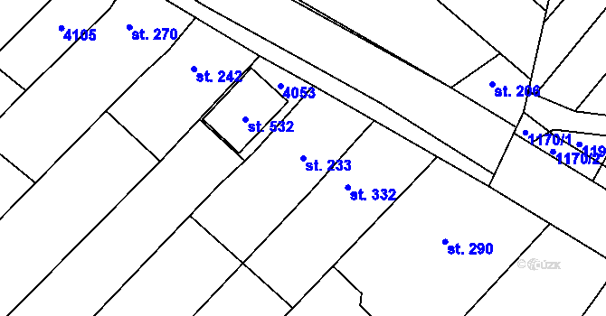 Parcela st. 233 v KÚ Kudlovice, Katastrální mapa