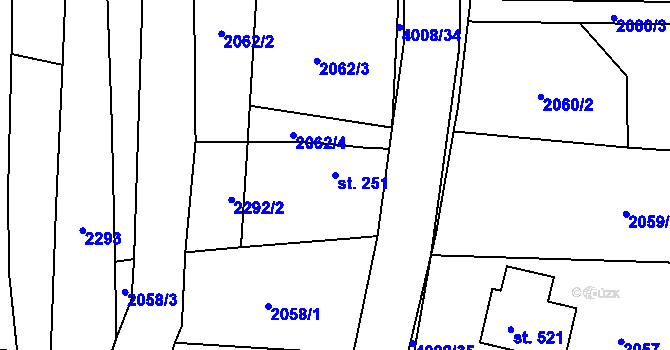 Parcela st. 251 v KÚ Kudlovice, Katastrální mapa
