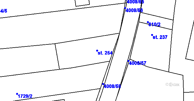 Parcela st. 254 v KÚ Kudlovice, Katastrální mapa