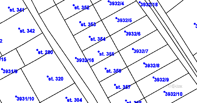 Parcela st. 355 v KÚ Kudlovice, Katastrální mapa