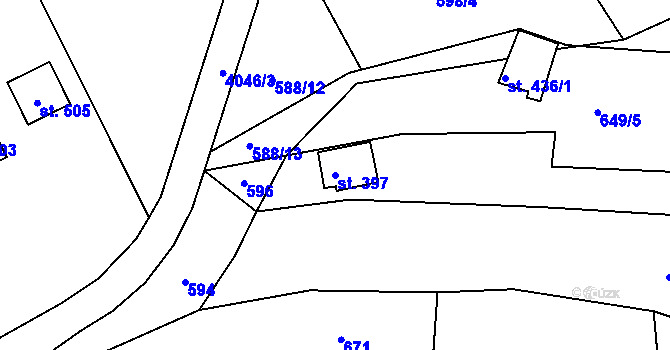 Parcela st. 397 v KÚ Kudlovice, Katastrální mapa
