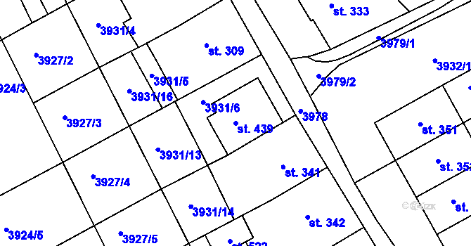 Parcela st. 439 v KÚ Kudlovice, Katastrální mapa