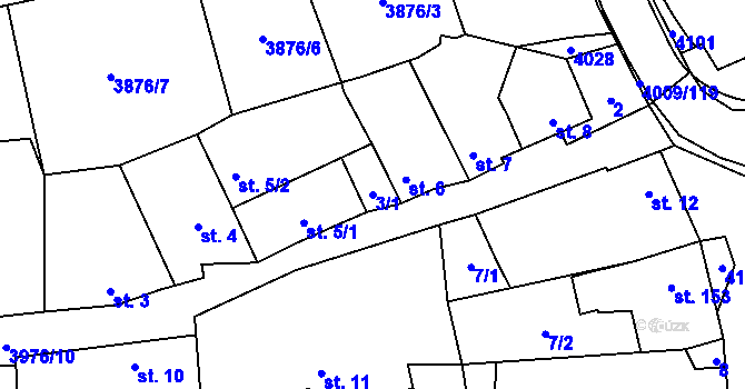 Parcela st. 3/1 v KÚ Kudlovice, Katastrální mapa