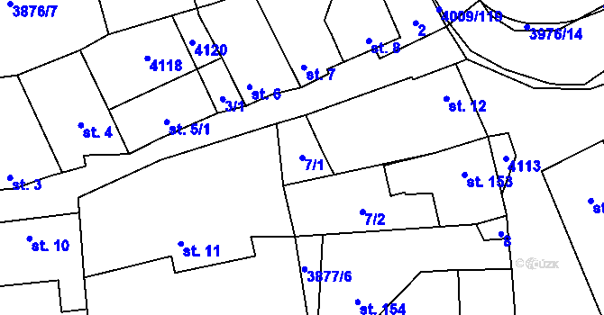Parcela st. 7/1 v KÚ Kudlovice, Katastrální mapa