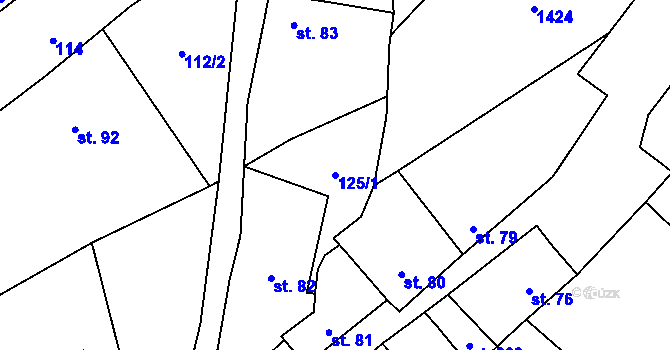 Parcela st. 125/1 v KÚ Kudlovice, Katastrální mapa