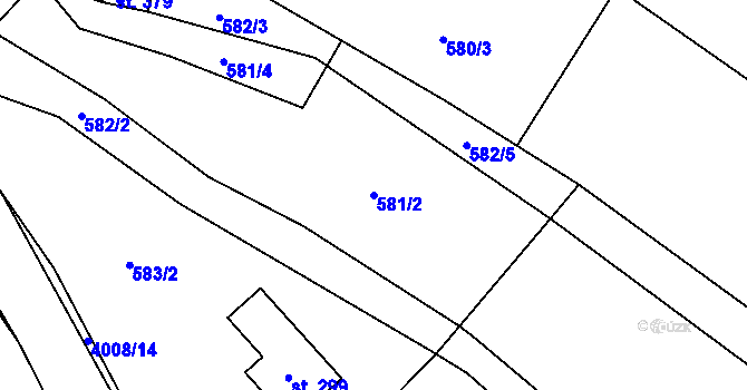 Parcela st. 581/2 v KÚ Kudlovice, Katastrální mapa