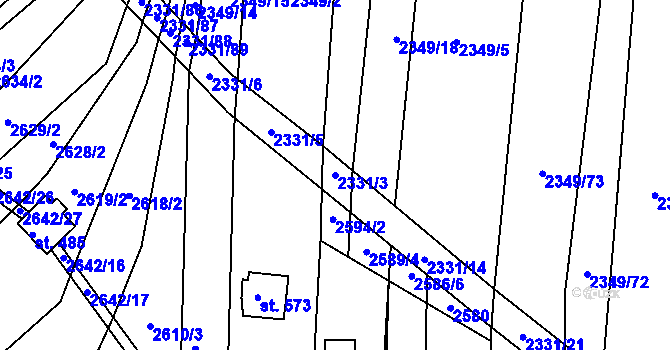 Parcela st. 2331/3 v KÚ Kudlovice, Katastrální mapa