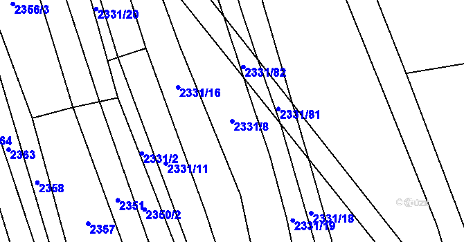 Parcela st. 2331/8 v KÚ Kudlovice, Katastrální mapa