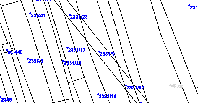 Parcela st. 2331/9 v KÚ Kudlovice, Katastrální mapa