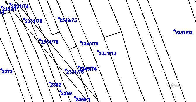 Parcela st. 2331/13 v KÚ Kudlovice, Katastrální mapa