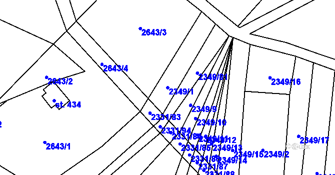 Parcela st. 2349/1 v KÚ Kudlovice, Katastrální mapa