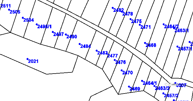 Parcela st. 2483 v KÚ Kudlovice, Katastrální mapa