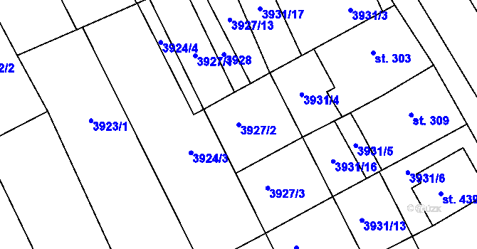 Parcela st. 3927/2 v KÚ Kudlovice, Katastrální mapa
