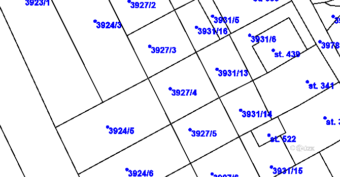 Parcela st. 3927/4 v KÚ Kudlovice, Katastrální mapa