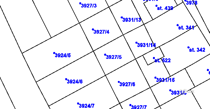 Parcela st. 3927/5 v KÚ Kudlovice, Katastrální mapa