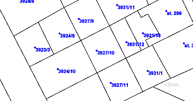 Parcela st. 3927/10 v KÚ Kudlovice, Katastrální mapa