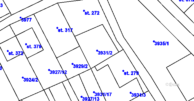 Parcela st. 3931/2 v KÚ Kudlovice, Katastrální mapa