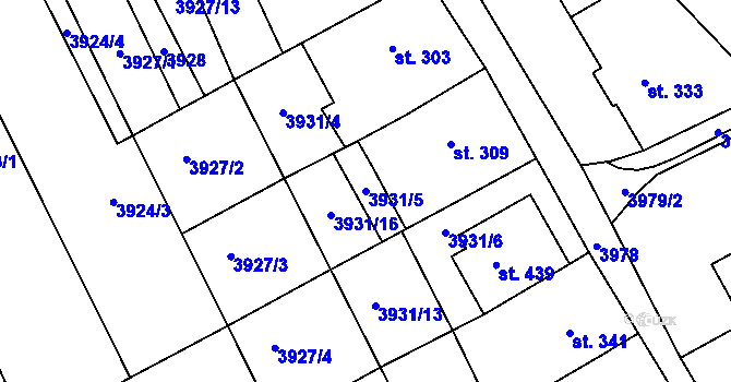 Parcela st. 3931/5 v KÚ Kudlovice, Katastrální mapa