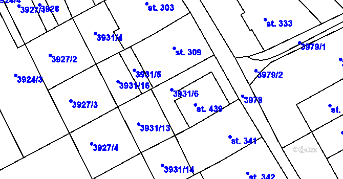 Parcela st. 3931/6 v KÚ Kudlovice, Katastrální mapa