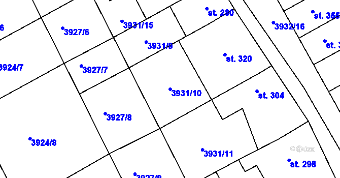Parcela st. 3931/10 v KÚ Kudlovice, Katastrální mapa