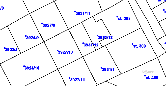 Parcela st. 3931/12 v KÚ Kudlovice, Katastrální mapa