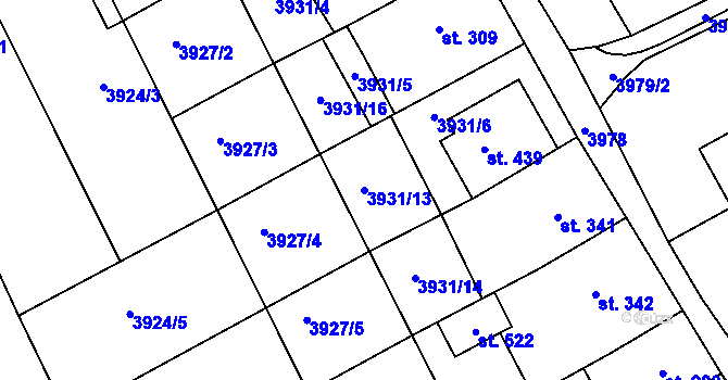 Parcela st. 3931/13 v KÚ Kudlovice, Katastrální mapa