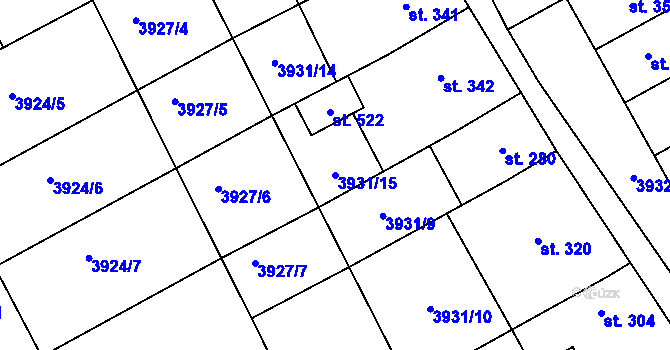 Parcela st. 3931/15 v KÚ Kudlovice, Katastrální mapa