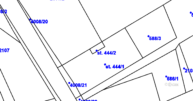Parcela st. 444/2 v KÚ Kudlovice, Katastrální mapa