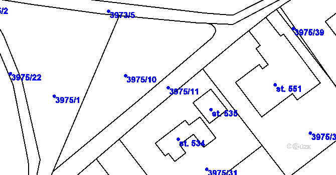 Parcela st. 3975/11 v KÚ Kudlovice, Katastrální mapa