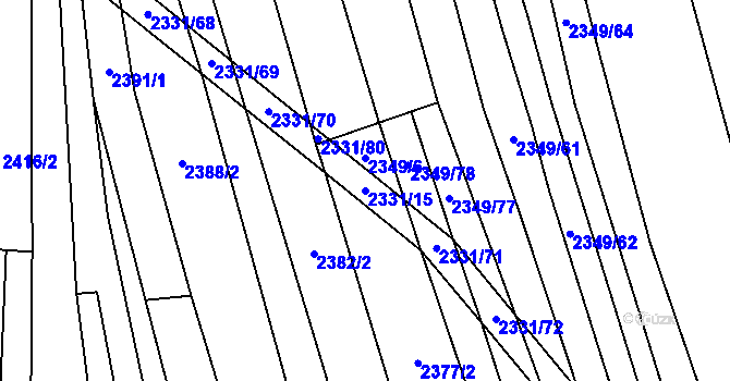 Parcela st. 2331/15 v KÚ Kudlovice, Katastrální mapa