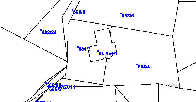 Parcela st. 464/1 v KÚ Kudlovice, Katastrální mapa