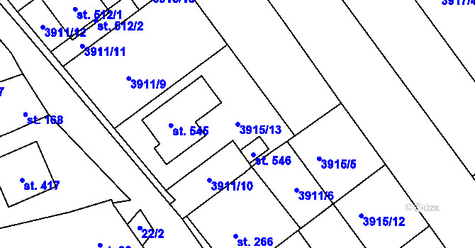 Parcela st. 3915/13 v KÚ Kudlovice, Katastrální mapa