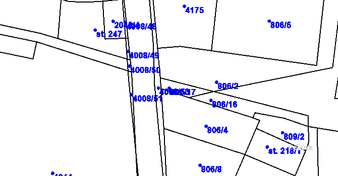 Parcela st. 806/17 v KÚ Kudlovice, Katastrální mapa