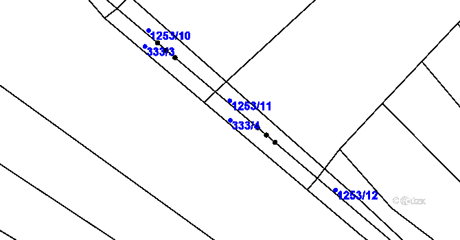 Parcela st. 333/4 v KÚ Kudlovice, Katastrální mapa