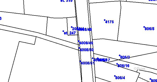 Parcela st. 4008/49 v KÚ Kudlovice, Katastrální mapa