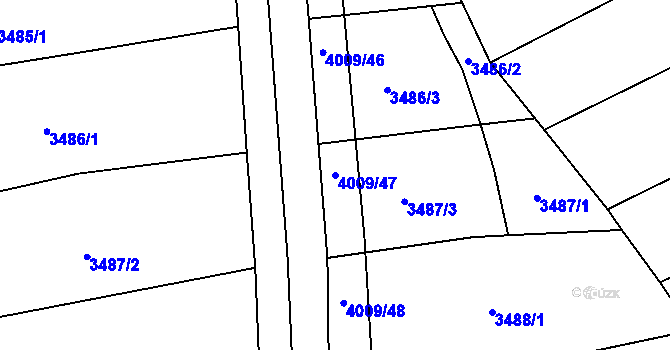 Parcela st. 4009/47 v KÚ Kudlovice, Katastrální mapa