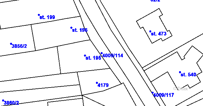 Parcela st. 4009/114 v KÚ Kudlovice, Katastrální mapa