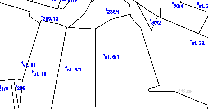 Parcela st. 6/1 v KÚ Kuchař, Katastrální mapa