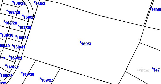 Parcela st. 169/3 v KÚ Kuchař, Katastrální mapa