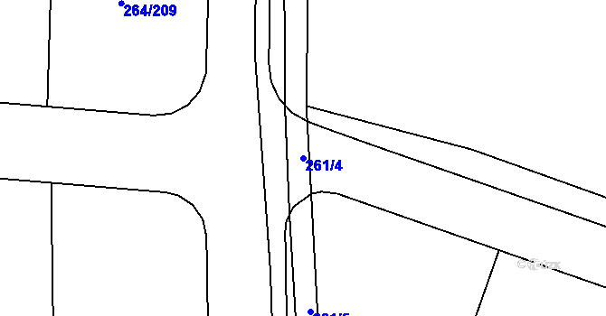 Parcela st. 261/4 v KÚ Kuchař, Katastrální mapa