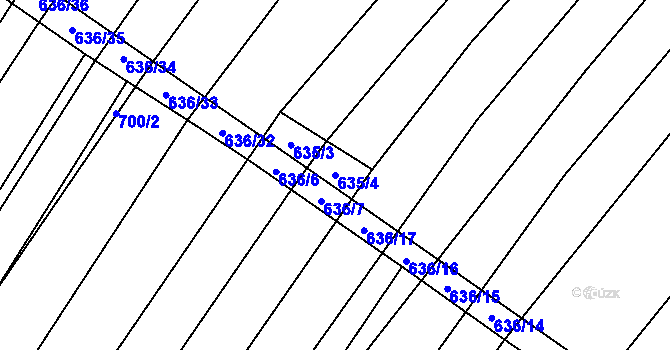 Parcela st. 635/4 v KÚ Kuchařovice, Katastrální mapa