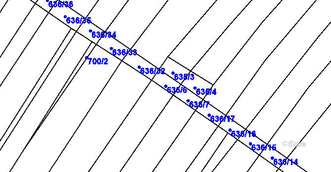Parcela st. 636/6 v KÚ Kuchařovice, Katastrální mapa