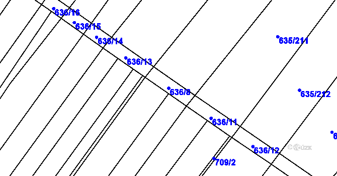 Parcela st. 636/8 v KÚ Kuchařovice, Katastrální mapa
