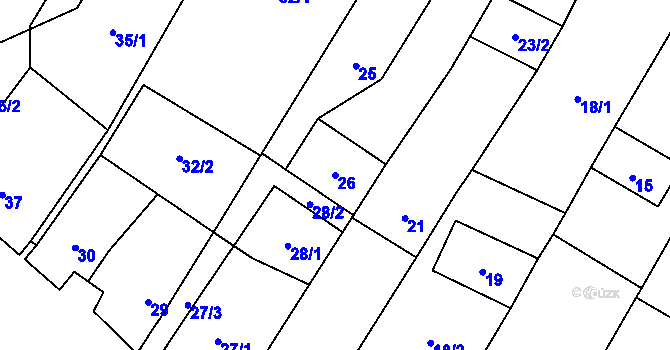 Parcela st. 26 v KÚ Kuchařovice, Katastrální mapa