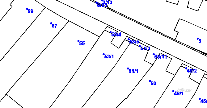 Parcela st. 53/1 v KÚ Kuchařovice, Katastrální mapa